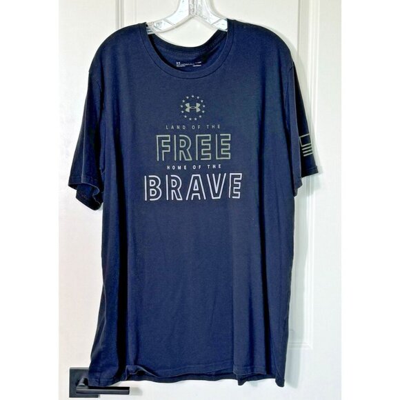 Under Armour "Land of the Free,Home of the Brave" Heatgear Loose TShirt Mens XXL - Picture 1 of 8
